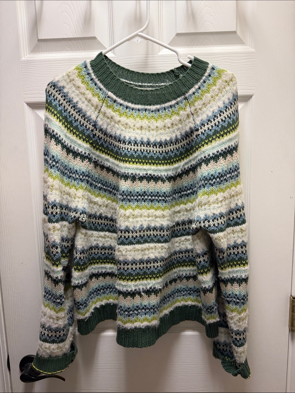 Green Patterned Fair Isle Sweater - American Eagle